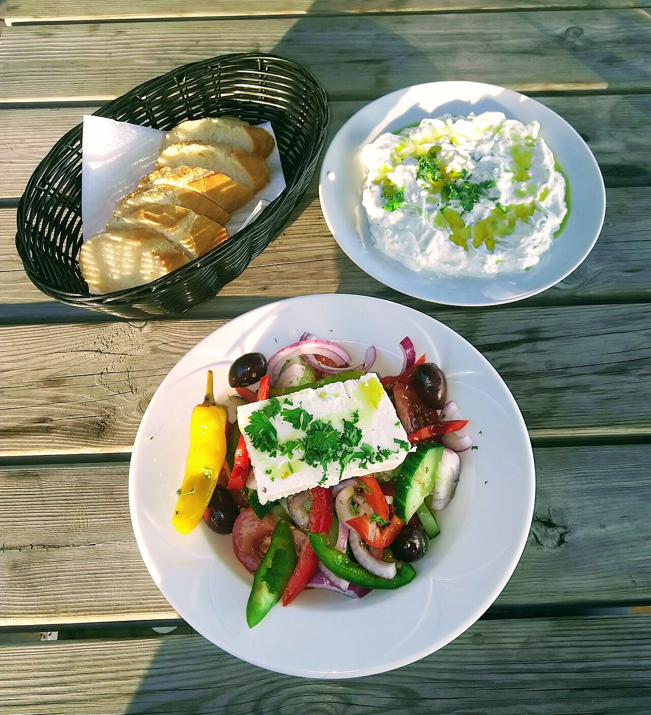 Greek salad and Tzatziki