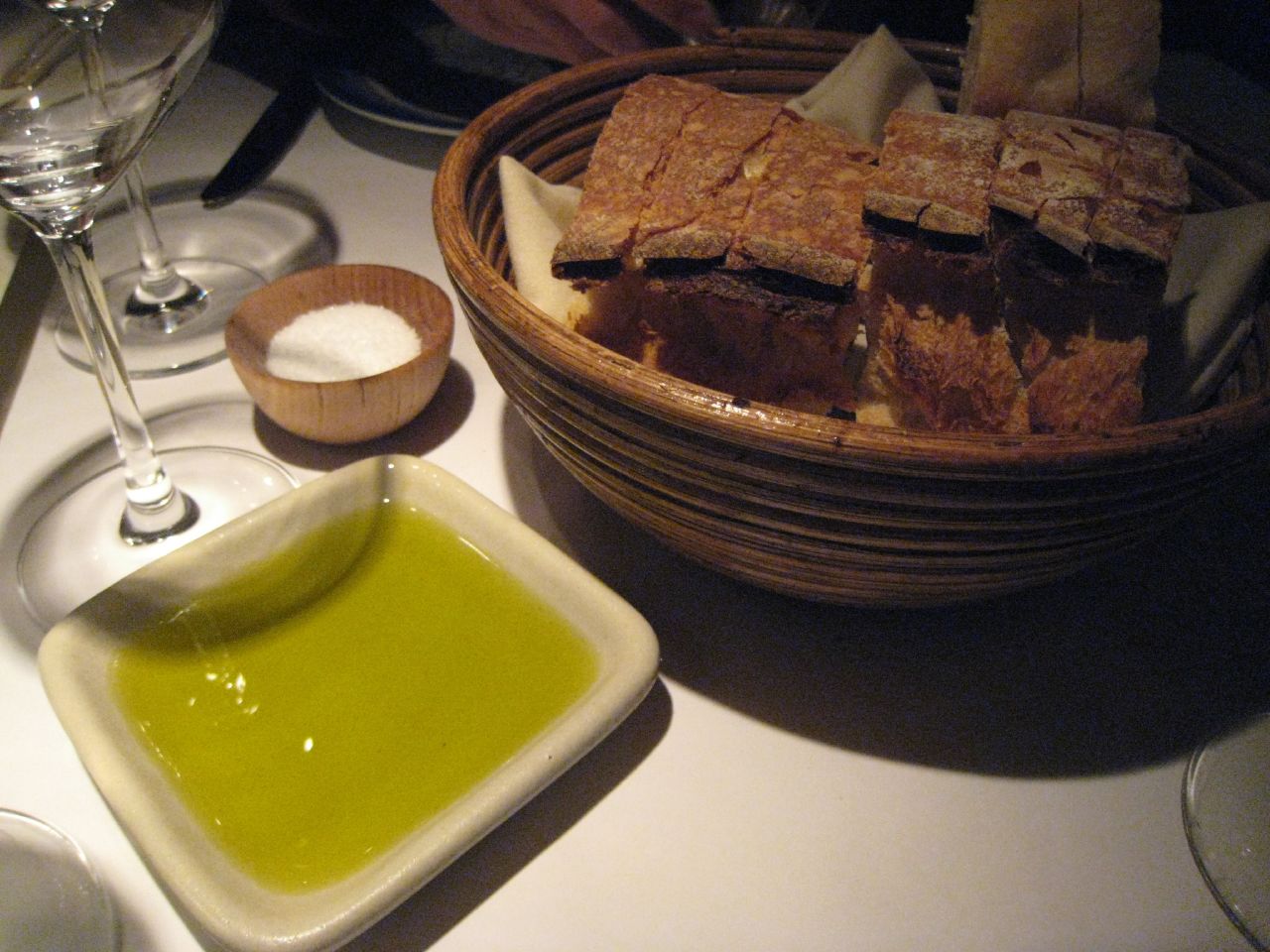 Artisan bread with olive oil and salt